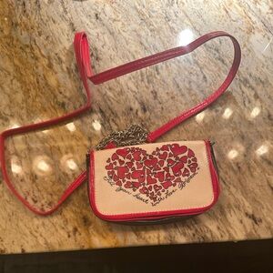 Heart Design Red and Cream Women's Crossbody Bag